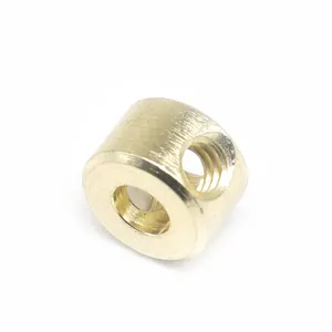 Dongguan Factory Custom CNC Machined Titanium and Copper Brass Threaded Knurled Inserts M10 Size Fixed Shaft Nut Brass Parts