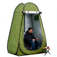 Tente de pêche sur glace pop-up matelassée vert olive, doublure thermique argentée coupe-vent résistante au froid pour une personne