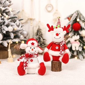 Knitted Christmas Sitting Dolls Snowman Reindeer and Santa Claus with Scarves <b>Hats</b> for Tabletop Mantel Cozy <b>Holiday</b> Display - Product Image 2