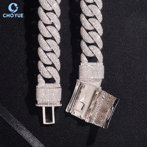Big Size 18mm Heavy Mosaic Setting Moissanite Cuban Link <b>Chain</b> Necklace Rhodium Plated Solid 925 Silver Hiphop <b>Iced</b> <b>Out</b> Jewelry - Product Image 5