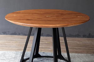 Mobili per la casa in stile rustico <span class=keywords><strong>tavolino</strong></span> rotondo in legno massiccio/francese di quercia bianca di caffè tavolo con base in metallo - Product Image 5