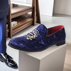 Chaussures habillées de <span class=keywords><strong>luxe</strong></span> de marque de créateur pour hommes – Confort et qualité supérieurs, brodées, à enfiler, légères, avec semelle intérieure en caoutchouc, idéales pour les mariages printaniers - Product Image 3
