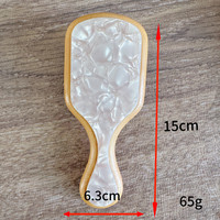 Brosse à cheveux Yuxi personnalisée avec logo, mini 15 cm, en acétate, motif marbre, manche en bambou rose, écologique, OEM, massage du cuir chevelu