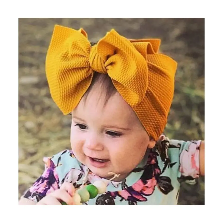 Ha0467 Heetste Nieuwe Mode Kinderen Haaraccessoires Diy Doek Haarband Baby Hoofdband Nylon Grote Boog Hoofd Bloem