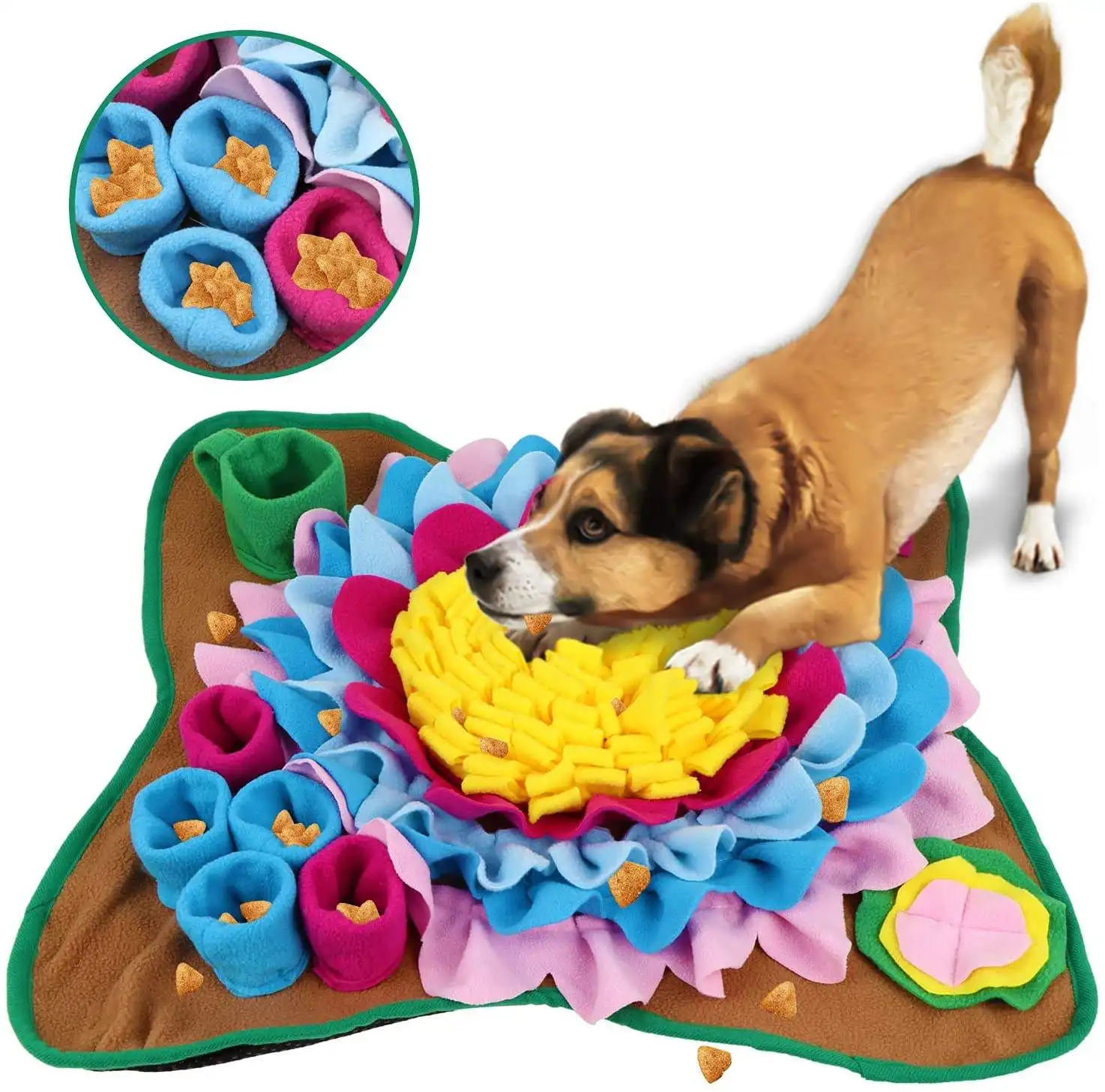 Büyük çiçek köpekler snumat Mat yıkanabilir Pet besleme davranır bulmaca Sniff ped köpek eğitim snubesleme kasesi için stres giderici oyuncak