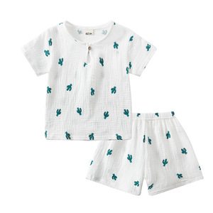 Nouvelle Collection Été 2026 : Ensemble Pyjama Enfant Double Gaze à Manches Courtes Imprimé Dessin Animé – Vêtements d'Intérieur pour Garçons et Filles - Product Image 5