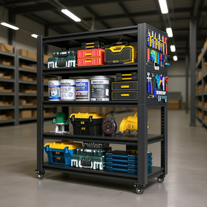 Scaffalatura Metallica Robusta a 5 Ripiani Regolabili con Pannello Forato e Ruote, 23.6Dx47.2Wx72H per Stoccaggio in Magazzino - Product Image 2