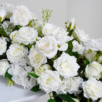 Décoration créative de table en rangée, chemin de table, plante en soie, toile de fond pour événement de mariage, fleurs artificielles pour fête d'anniversaire