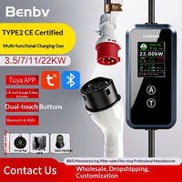 Cargador Inteligente TUYA para Vehículos Eléctricos Tipo 2 CCS2 32A 7kW 11kW 22kW, Cable de Carga CA de 2.7 Pulgadas, IP66, Temporizador Ajustable, Control por Aplicación para Coche Eléctrico