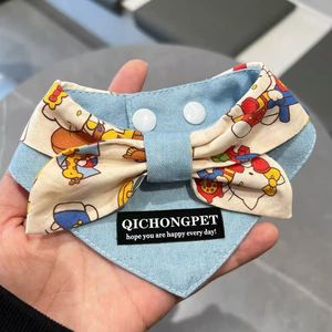 Dễ thương mềm thân thiện với môi polyester in thời trang Pet Dog phụ kiện BIB Tie Khăn Cổ Áo Bandana nước bọt khăn - Product Image 2