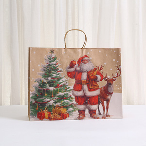 Bolsa de Regalo de la Colección Navideña, Bolsa de Papel Kraft, Santa Claus, Reno, Gran Capacidad, Estilo para Llevar, Venta al por Mayor - Product Image 3