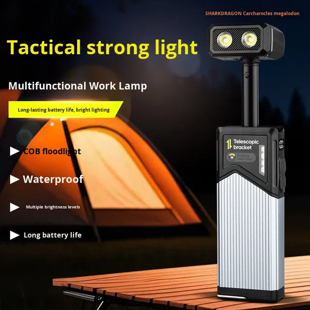 New Magnetic Work Light USB Charging Digital Display Outdoor Pen Clip Hook Multi-Functional Telescopic LED Camping Lamp