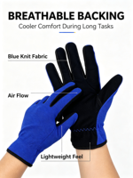 Gants de travail de sécurité bleu-noir en nylon, gants de protection industriels, de construction et de jardinage pour hommes et femmes