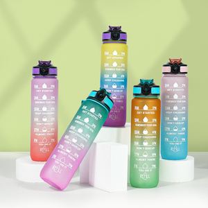 32oz Plastic Sport Gym Motivational water Bottle Bpa Flip Top Cover Drink montivational water bottle with Time Mark