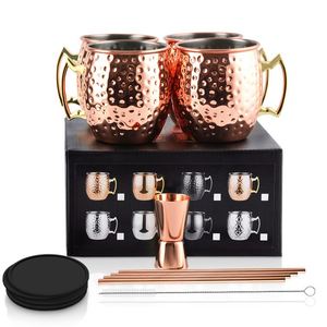 Tasses à bière en acier inoxydable doublées de cuivre de 16 oz avec poignée, logo personnalisé - Product Image 4