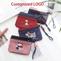 Nouvelle trousse de toilette originale en toile double couche avec patchwork panda/chien, mignonne et spacieuse, porte-cartes et porte-identité, avec compartiment pour serviettes hygiéniques
