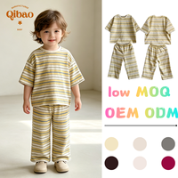 Ensemble pour enfants en coton rayé, t-shirt à manches courtes, pantalon large, tenue décontractée confortable pour bébé