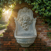 Fontaine murale de luxe en résine, style européen antique, avec visage de Bacchus, sculptée, finition naturelle, facile à déplacer, pour une décoration aquatique élégante