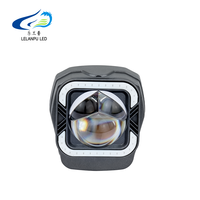 LELANPU Phare auxiliaire carré pour moto à LED laser, anneau DRL bleu, œil de démon rouge, pour la conduite de nuit, OEM
