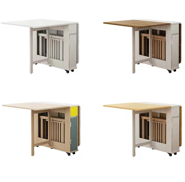 Hot Sale Multifunctional Wood Foldable Dining Table in White