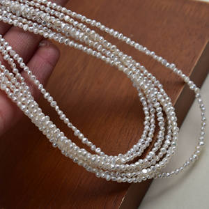 Collier de perles baroques d'eau douce naturelles économiques, 3 mm, petit trou, trou central, perles semi-finies à deux faces, légères - Product Image 5