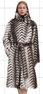 Manteau long décontracté en fausse fourrure de renard pour femme, style urbain, avec ceinture, coupe ample et tissée - Product Image 5