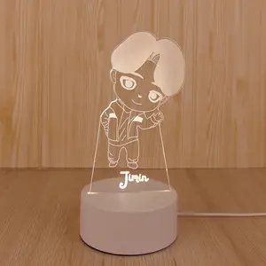 De gros kpop 3d acrylique lampe-Lampe Illusion 3D personnalisée, livraison gratuite, Amazon cadeau de noël, fibre optique créative, lampe Illusion 3D personnalisée