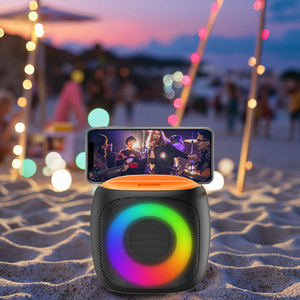 Loa Mini Di Động Cho Tiệc Tùng 8W Chống Nước Loa Mini Di Động Ngoài Trời Có Đèn RGB Loa Siêu Trầm Mini Di Động Có Giá Đỡ Điện Thoại Radio - Product Image 1