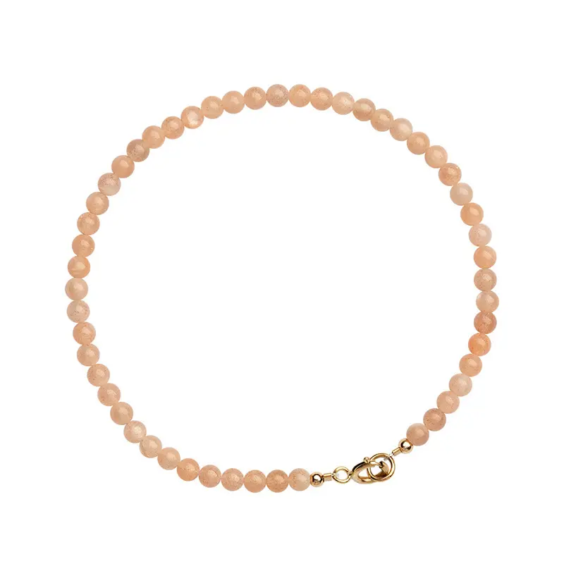 Bracelet perlé personnalisé en perles de cristal en pierre naturelle, bracelet en chaîne en acier inoxydable plaqué or 14k pour femmes et hommes
