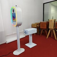 Cabine photo portable avec anneau lumineux et impression en libre-service pour iPad, caméra, GoPro - Étui de transport métallique avec télécommande pour mariages/événements