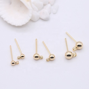 Fashion Simple Style <strong>Earring</strong> 14K Gold Plated High Quality Tiny <strong>3MM</strong> 4MM 5MM Bean Studs <strong>Earrings</strong> - Product Image 1