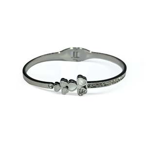 กำไลข้อมือคริสตัล สแตนเลสสตีล 316L ชุบทอง PVD ลายใบโคลเวอร์สี่แฉก สำหรับผู้หญิง - Product Image 1