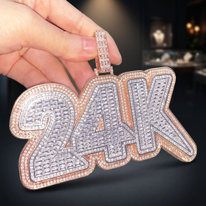 Colgante de Letra 24K con Moissanita, Collar de Letra en Tono Oro Rosa, Joyería con Nombre de Diamantes de Imitación, Regalo - Product Image 1
