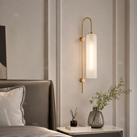 Applique murale design moderne en métal doré avec abat-jour cylindrique en verre, LED E27, pour chambre, salon, couloir, éclairage vertical intérieur