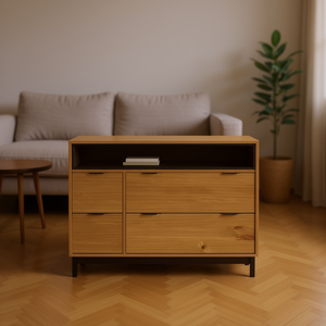 Cassettiera Flam in Legno Massello di Pino 43.3x15.7x31.5 Pollici, Mobile Moderno per Soggiorno - Product Image 2