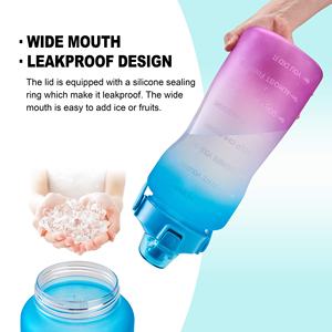 Bouteille d'eau en plastique de motivation avec dégradé de couleurs, 64 oz, avec marqueur de temps, fabriquée au Vietnam - Product Image 4