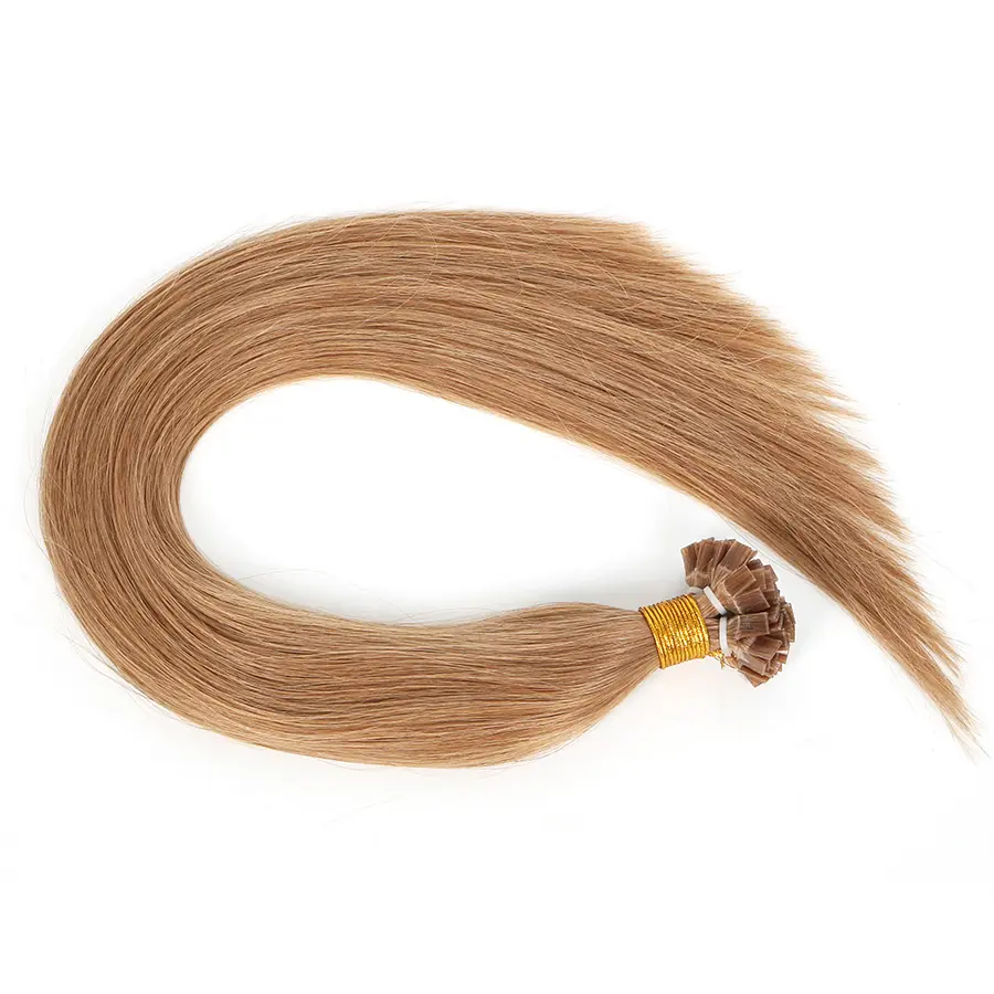 Venta al por mayor de cabello humano Remy queratina punta plana extensión de cabello doble dibujado extensiones de cabello europeo punta plana