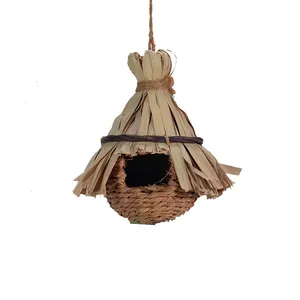 Outside Natural Grass Hummingbird Resting Place Handcrafted Hut Provides Shelter Bird House