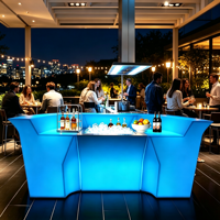 Comptoir de bar moderne à LED, mobilier de bar en plastique avec éclairage LED pour bar à domicile et fêtes