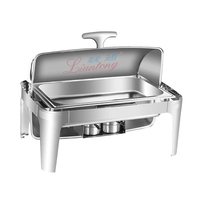 Équipement de traiteur de luxe pour mariage, ensemble de buffet de plats à friction, chauffard en acier inoxydable avec vitre pour traiteur