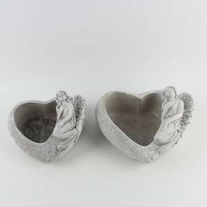 Venta al por mayor de alta calidad artesanía de hormigón en forma de corazón con Ángel decoración macetas de cemento para la decoración de la <span class=keywords><strong>casa</strong></span> - Product Image 1