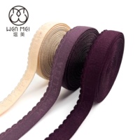 Bande élastique en nylon jacquard à logo imprimé sur mesure, largeur personnalisée, pour bretelles de soutien-gorge, avec bordure picot, couleur unie, pour lingerie