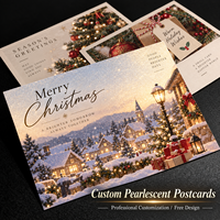 Cartes de vœux de Noël personnalisées en papier nacré avec dorure à chaud et découpe, cartes de fêtes en gros, fabricant et fournisseur OEM