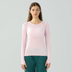 T-Shirt da palestra da <span class=keywords><strong>donna</strong></span> Slim Fit Running Fitness Yoga maglietta a maniche lunghe di alta qualità senza cuciture - Product Image 4