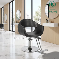 Fauteuil de Barbier Moderne à Dossier Creux, Chaise de Coiffure Courbée en PU, Réglable en Hauteur Hydrauliquement pour Salon Unisexe