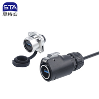 Connecteur USB 3.0 LP24, Prise Aviation 2.0 IP67 pour Équipement Industriel Extérieur, Transfert de Données Rapide, Prise à Bride Carrée