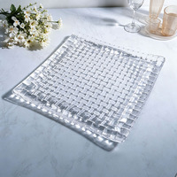 Plateau à fruits en verre transparent tissé à motif carré de luxe, plateau de service pour collations et desserts, décoration de table pour la maison