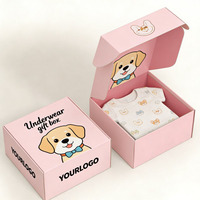 Boîte d'expédition en carton ondulé pliable avec impression personnalisée, design mignon de chiot, emballage pour vêtements d'enfants