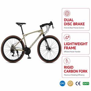Bicicleta de Carretera 700C con Cuadro de Acero de Alta Fibra de Carbono, Horquilla de Acero, 24 Velocidades y Frenos de Disco - Product Image 1
