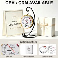 Termometer-Higrometer Mekanis Tanpa Baterai dengan Kode Warna Zona Kenyamanan Presisi Tinggi untuk Ruang Sauna, Pengukur Suhu dan Kelembapan dengan Stand